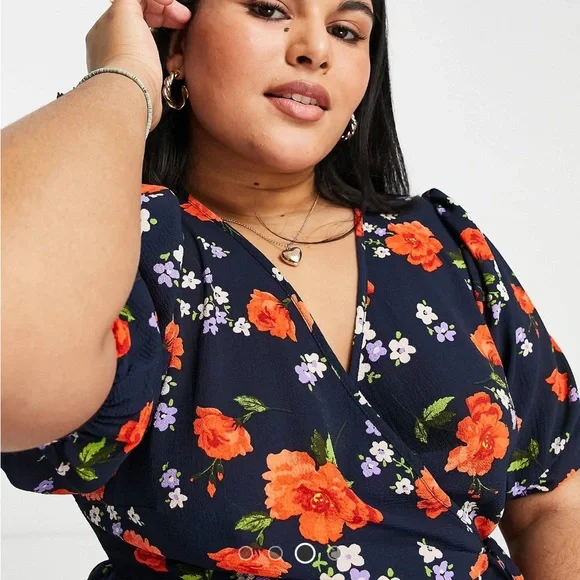 Wrap front tiered smock midi dress - Picture 2 of 4